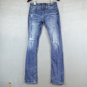 BKE Jean Men 29x34 Straight Jake Blue Denim Western Cowboy Rodeo Buckle Distress